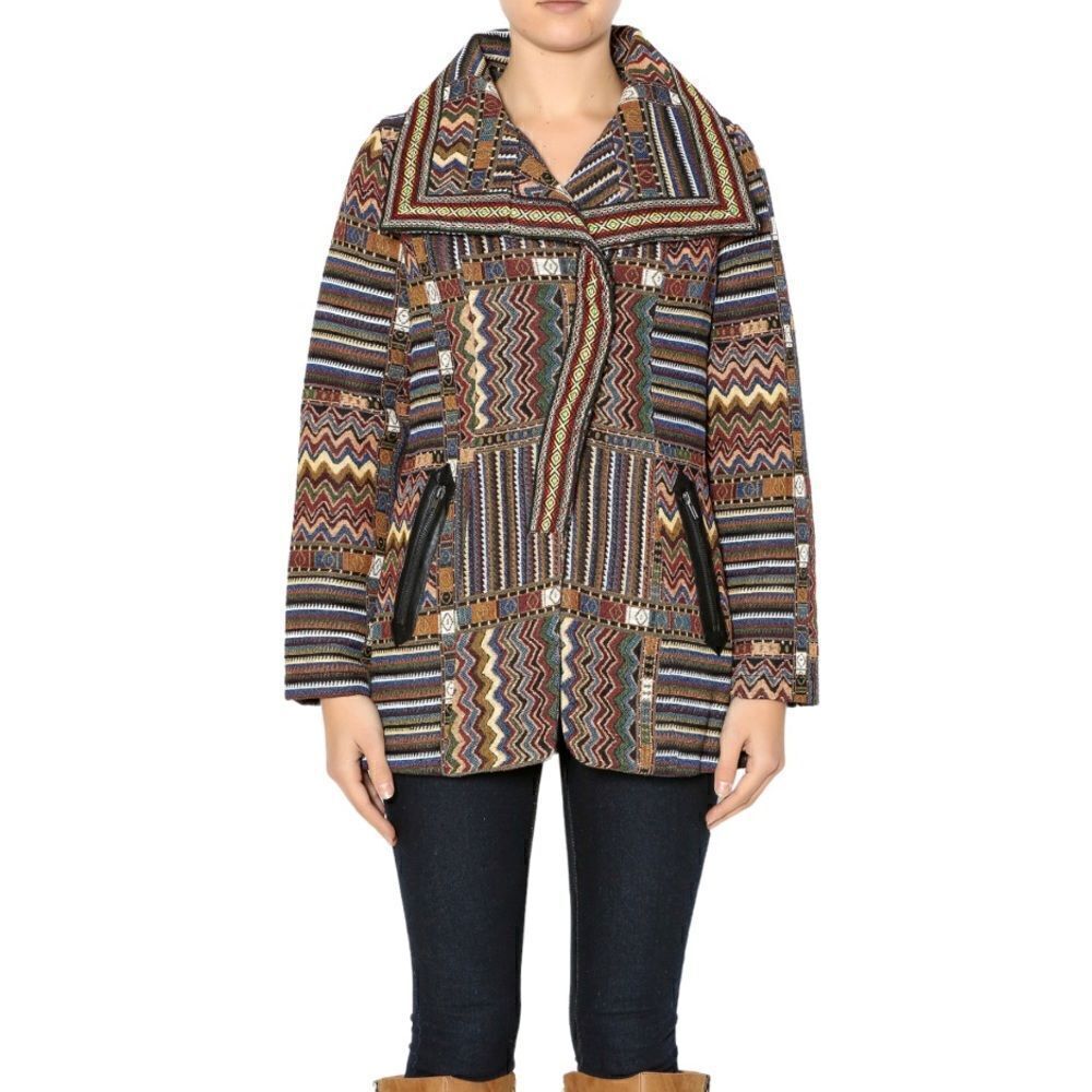 CLOTHESHEAD Women’s Tribal/Southwest/Aztec Woven Jacket Earth Tones Size Large